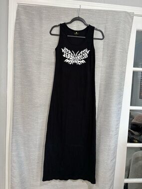 Black Graphic Tank Maxi Dress - Unbranded